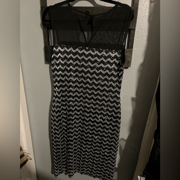 R&M Richards Black and Gray Sequins Dress - Picture 3 of 6